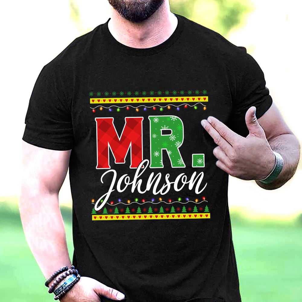 Future Mrs. Last Name Relaxed Boyfriend Personalized Last Name Boyfriend Shirt Christmas Couples Shirt