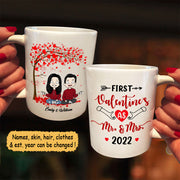 Personalized Mug For Couples, First Valentine's As Mr. & Mrs. 2022, Names & Characters Can Be Changed