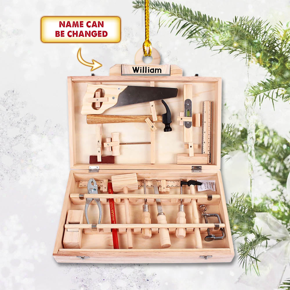 Carpenter Tool Box, Custom Cut Shaped Acrylic Ornament Two Sides Print, Made By Acrylic And The 2 Sides Are The Same