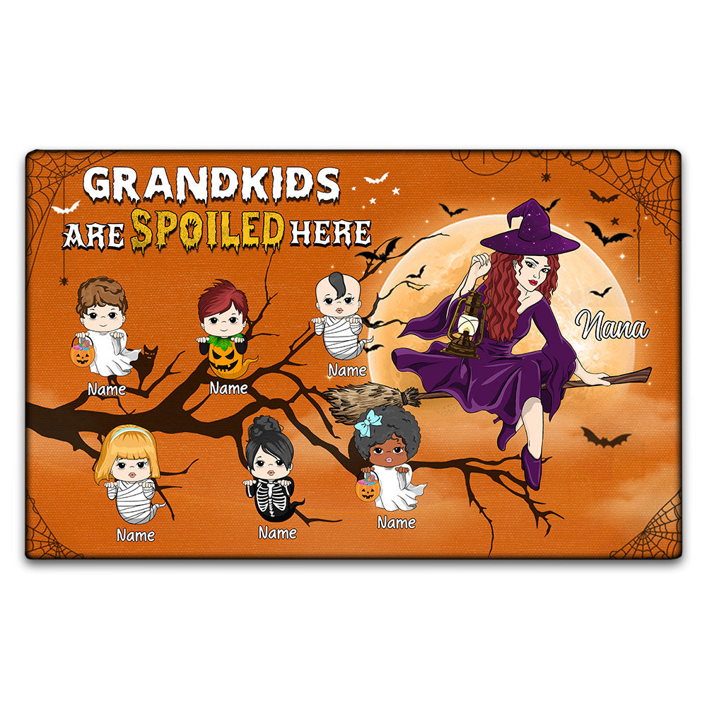 Grandkids Are Spoiled Here Grandma Witch And Her Little Boo Personalized Doormat For Grandma
