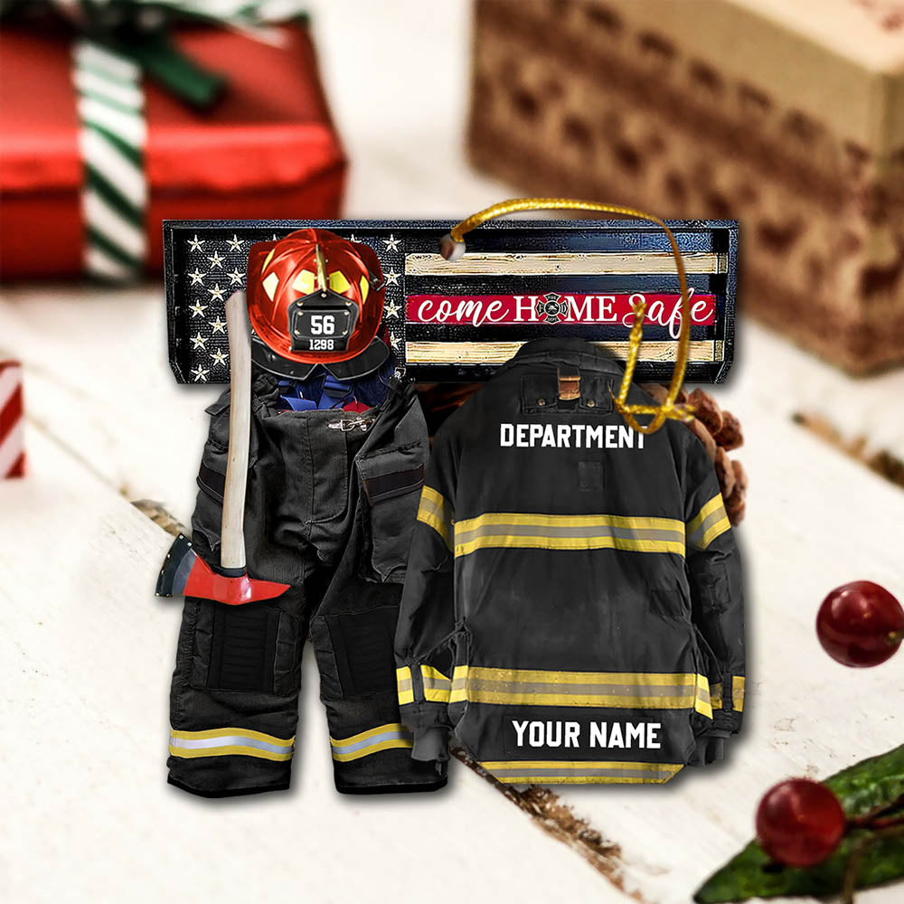 Come Home Safe Firefighter Armor Custom Shaped Acrylic Ornament Two Sides Print Custom Clothing Sets, Made By Acrylic And The 2 Sides Are The Same