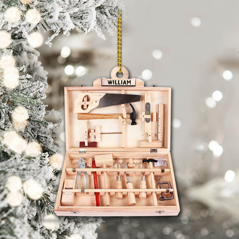 Carpenter Tool Box, Custom Cut Shaped Acrylic Ornament Two Sides Print, Made By Acrylic And The 2 Sides Are The Same