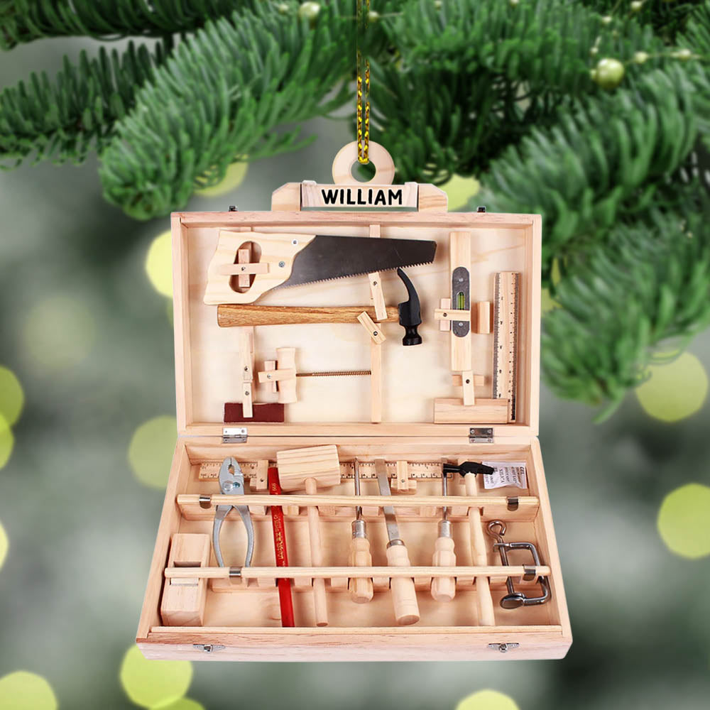 Carpenter Tool Box, Custom Cut Shaped Acrylic Ornament Two Sides Print, Made By Acrylic And The 2 Sides Are The Same
