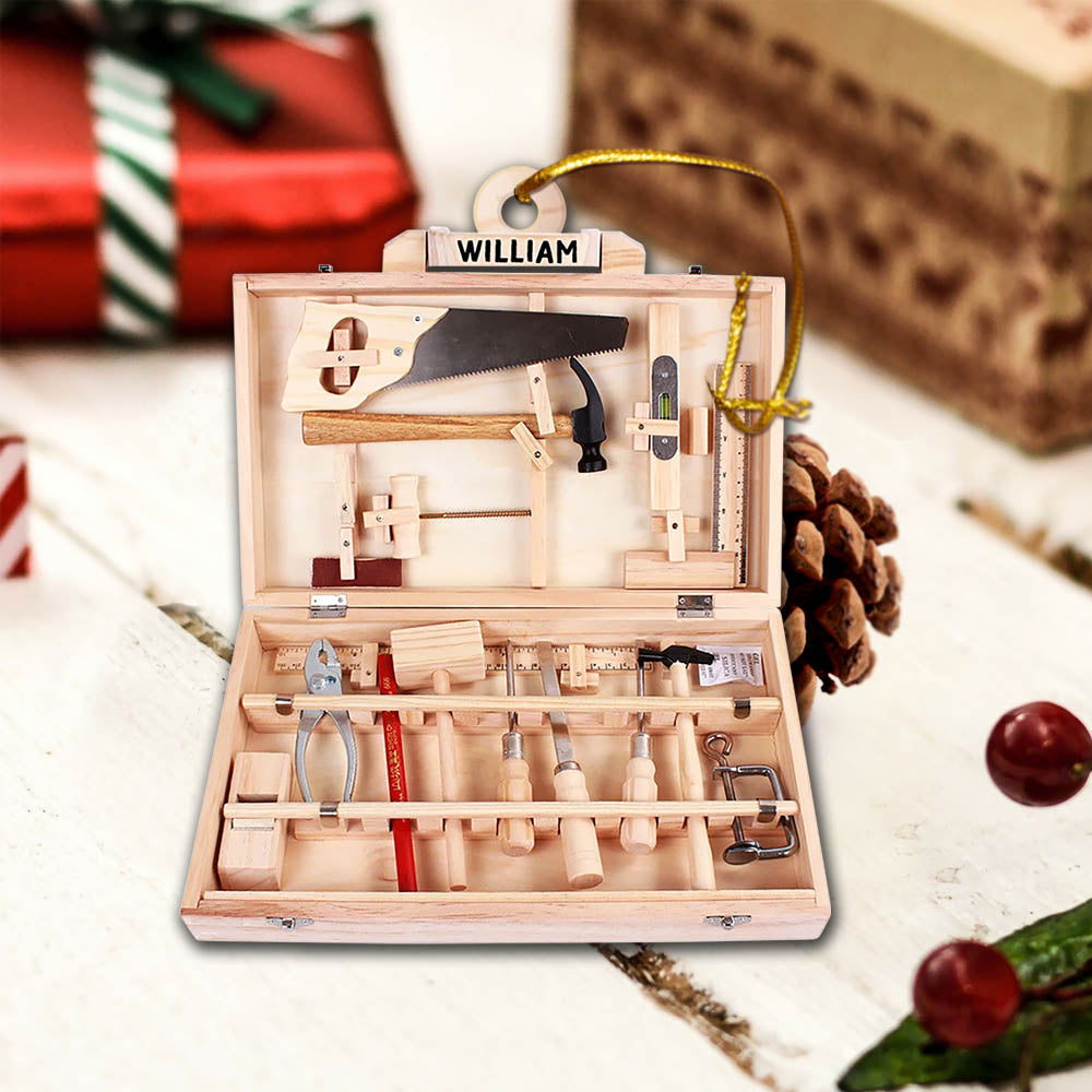 Carpenter Tool Box, Custom Cut Shaped Acrylic Ornament Two Sides Print, Made By Acrylic And The 2 Sides Are The Same