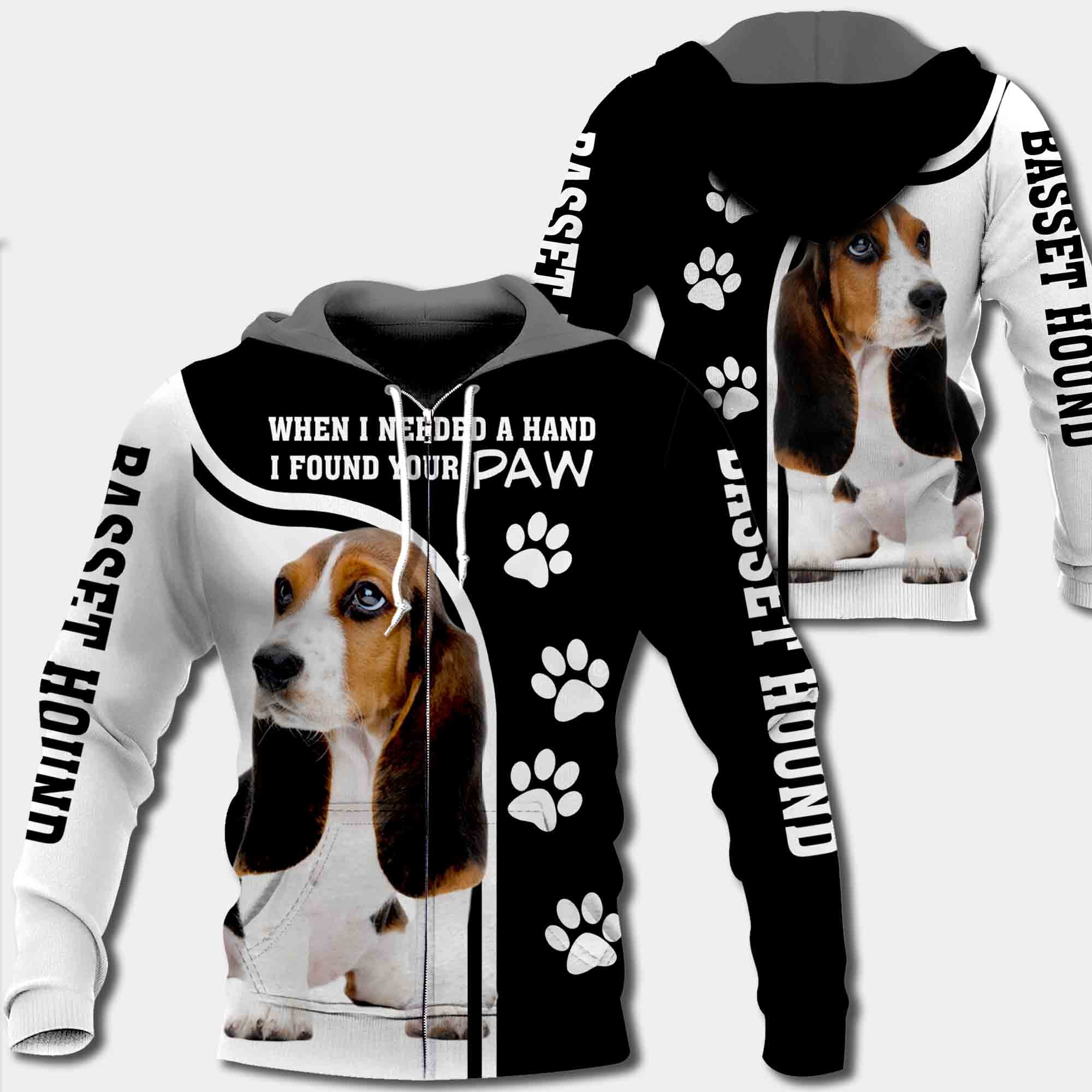 Basset Hound When I Needed A Hand I Found Your Paw All Over Print Shirt