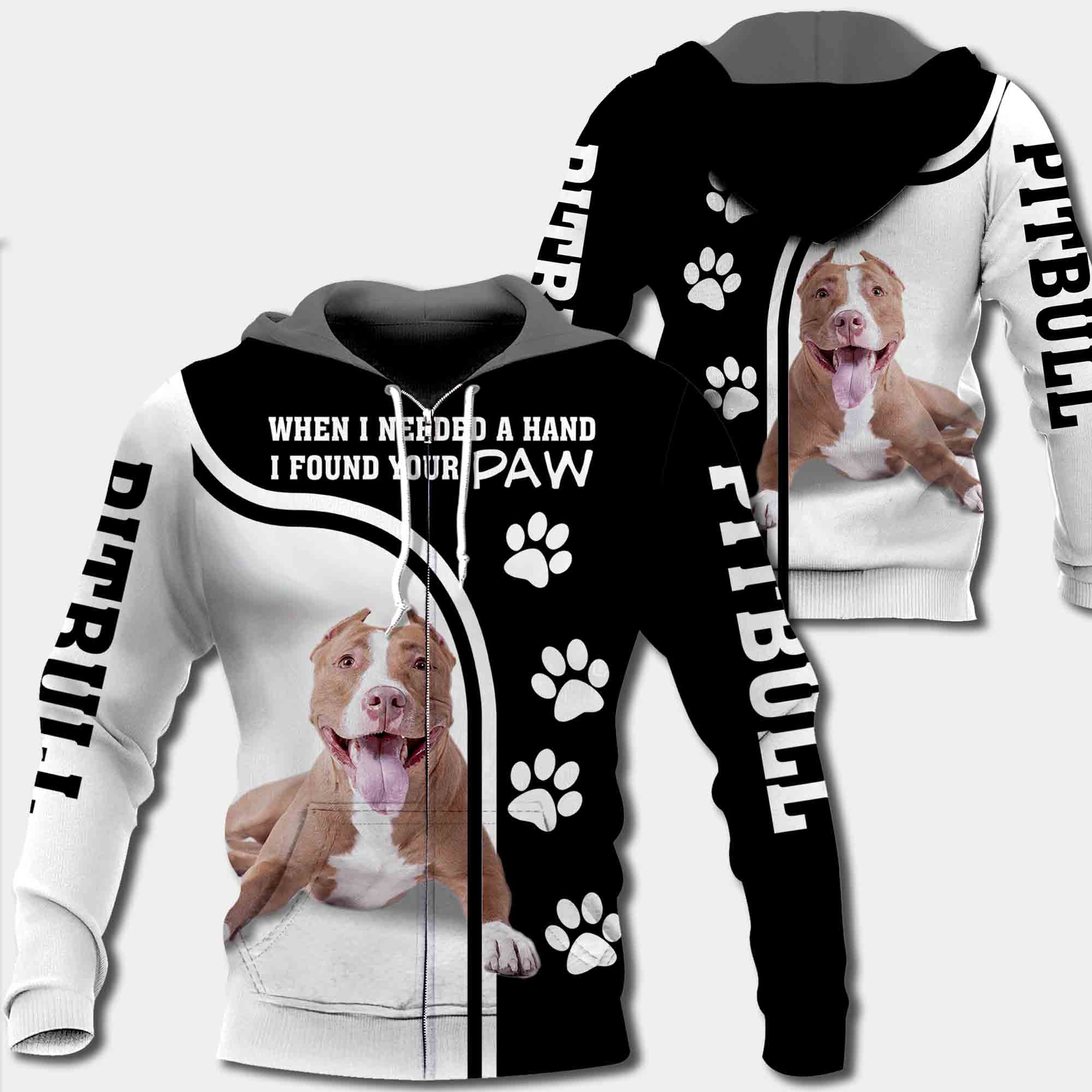 Pitbull When I Needed A Hand I Found Your Paw All Over Print Shirt
