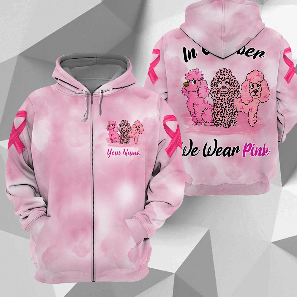 Poodle Vr2, In October We Wear Pink, Breast Cancer Awareness Personalized All Over Print Shirt