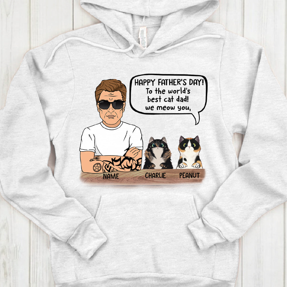 Personalized Man With Cat, Happy Father's Day, To The World's Best Cat Dad, Father's Day Shirts, Gift For Cat Lovers