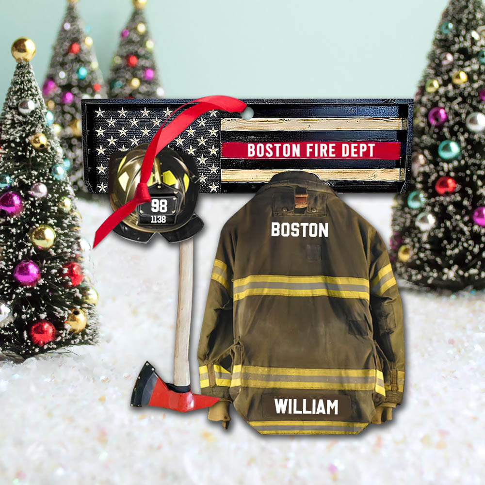 Fire Department, Firefighter Armor Custom Cut Shaped Acrylic Ornament Two Sides Print, Made By Acrylic And The 2 Sides Are The Same