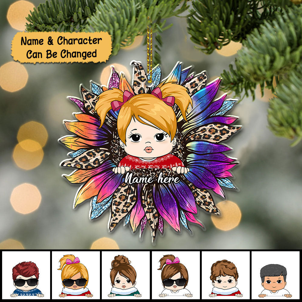 Sunflower With Grandkid Personalized Ornament For Happy Family Vr2 TRHN
