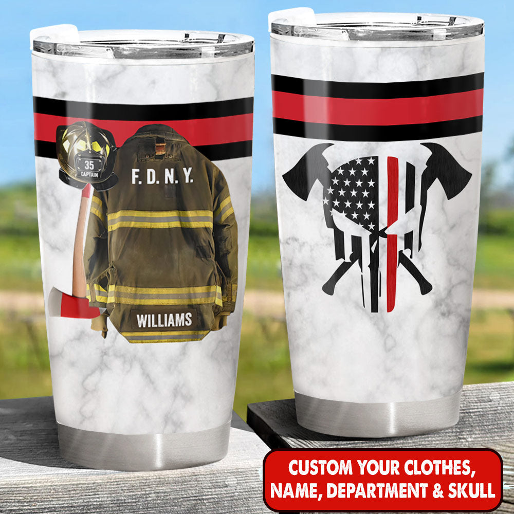 Personalized Firefighter Armor Clothes And Helmet Tumbler For Firefighter Vr2