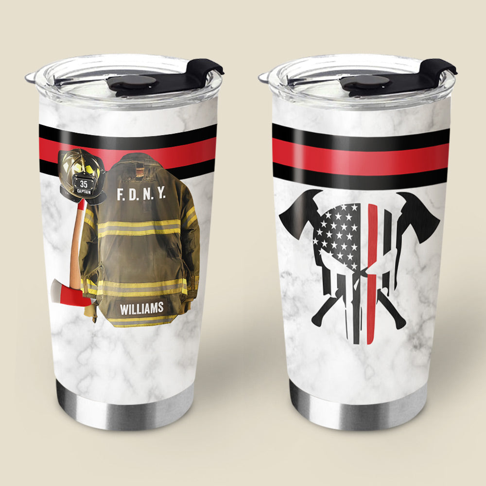 Personalized Firefighter Armor Clothes And Helmet Tumbler For Firefighter Vr2