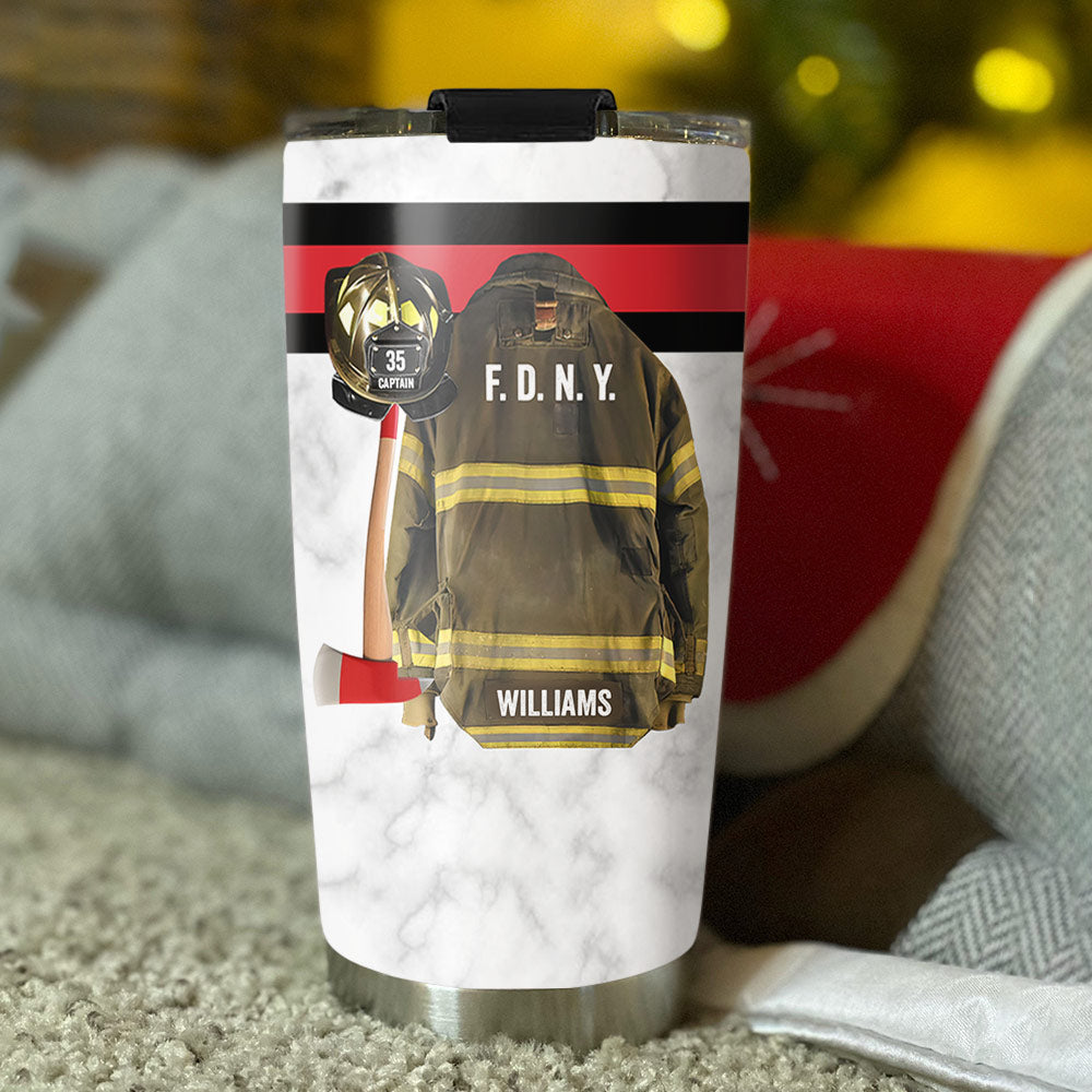 Personalized Firefighter Armor Clothes And Helmet Tumbler For Firefighter Vr2