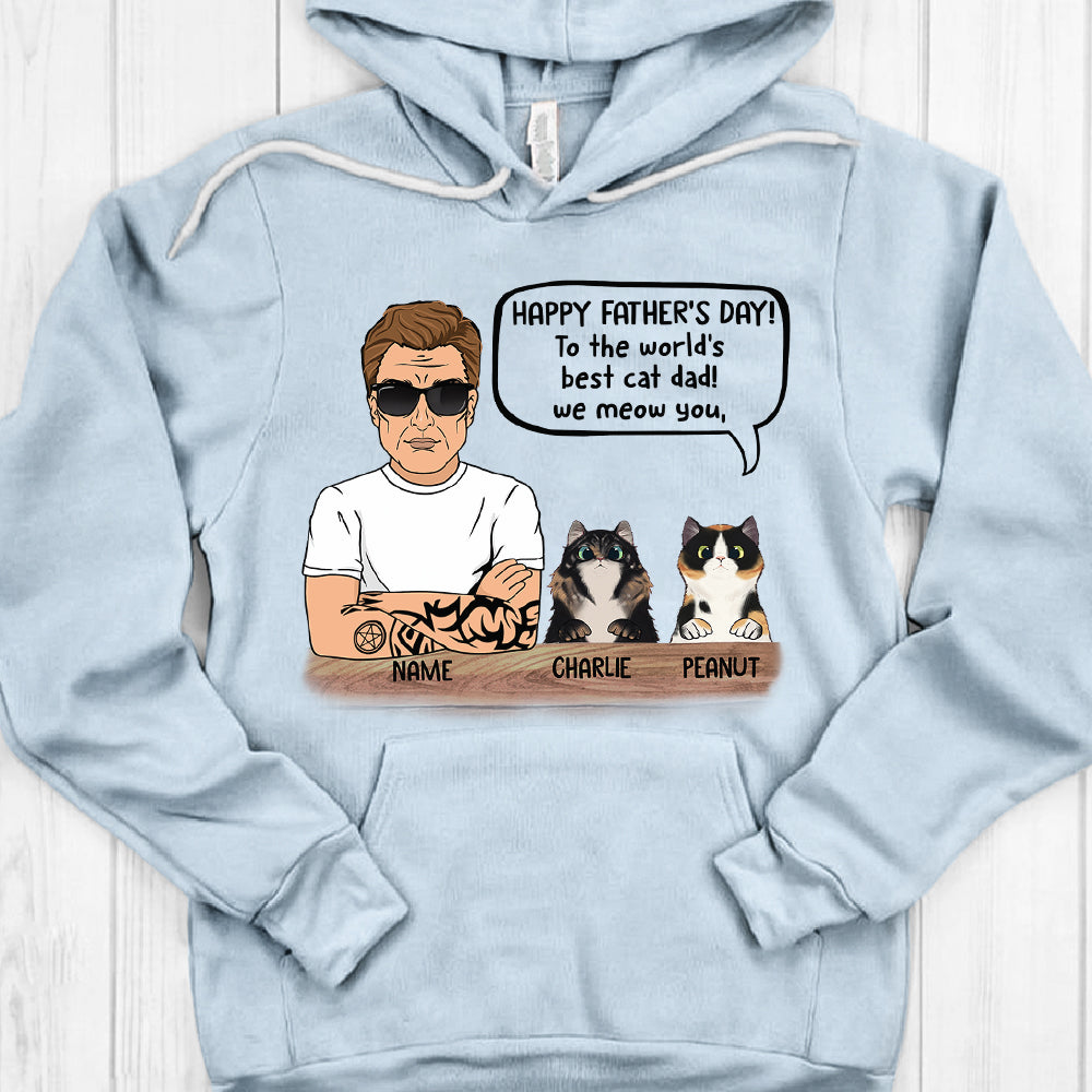 Personalized Man With Cat, Happy Father's Day, To The World's Best Cat Dad, Father's Day Shirts, Gift For Cat Lovers