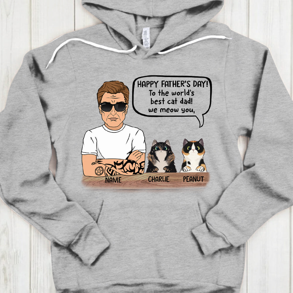 Personalized Man With Cat, Happy Father's Day, To The World's Best Cat Dad, Father's Day Shirts, Gift For Cat Lovers