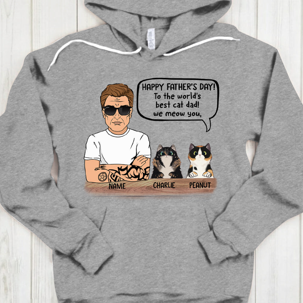 Personalized Man With Cat, Happy Father's Day, To The World's Best Cat Dad, Father's Day Shirts, Gift For Cat Lovers