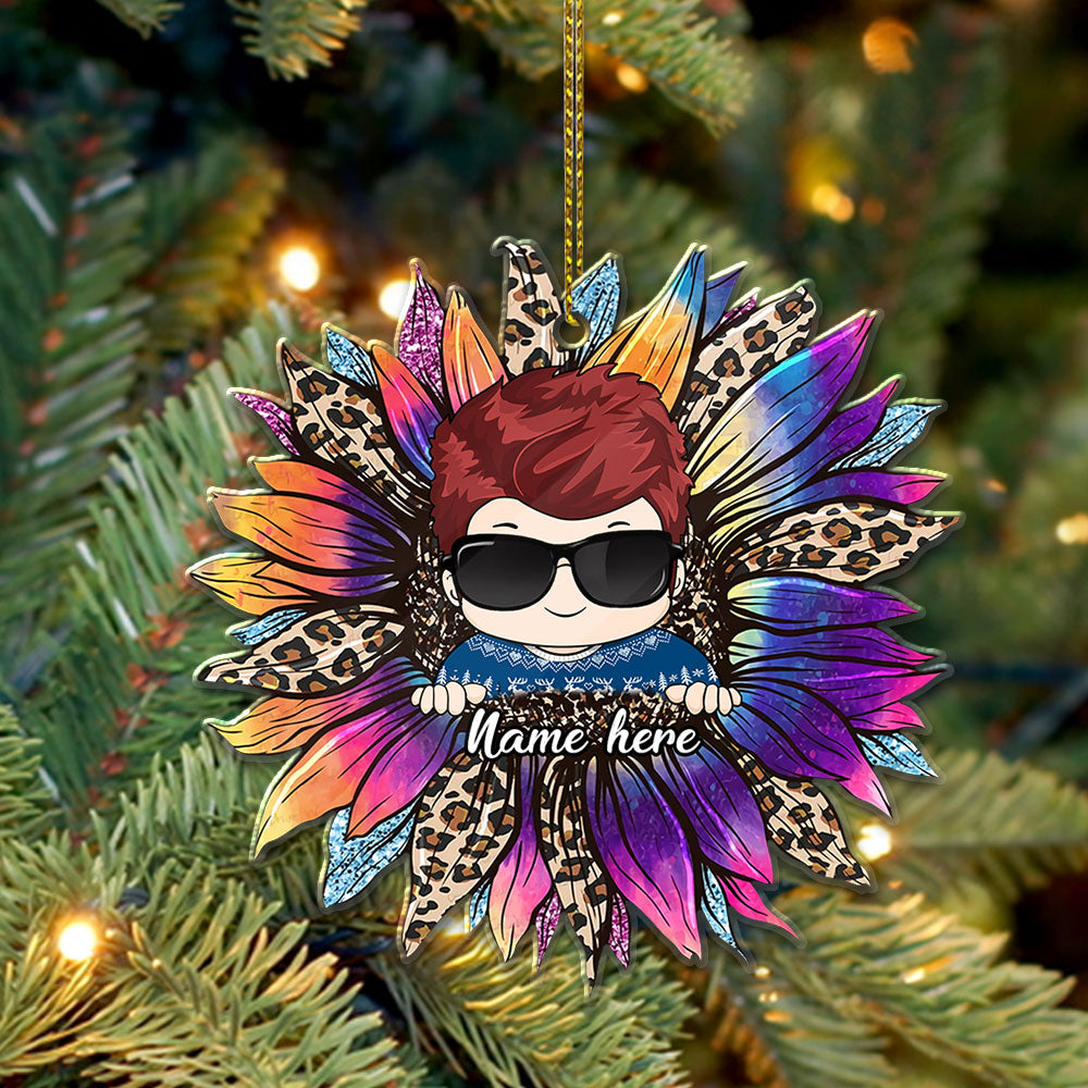 Sunflower With Grandkid Personalized Ornament For Happy Family Vr2 TRHN