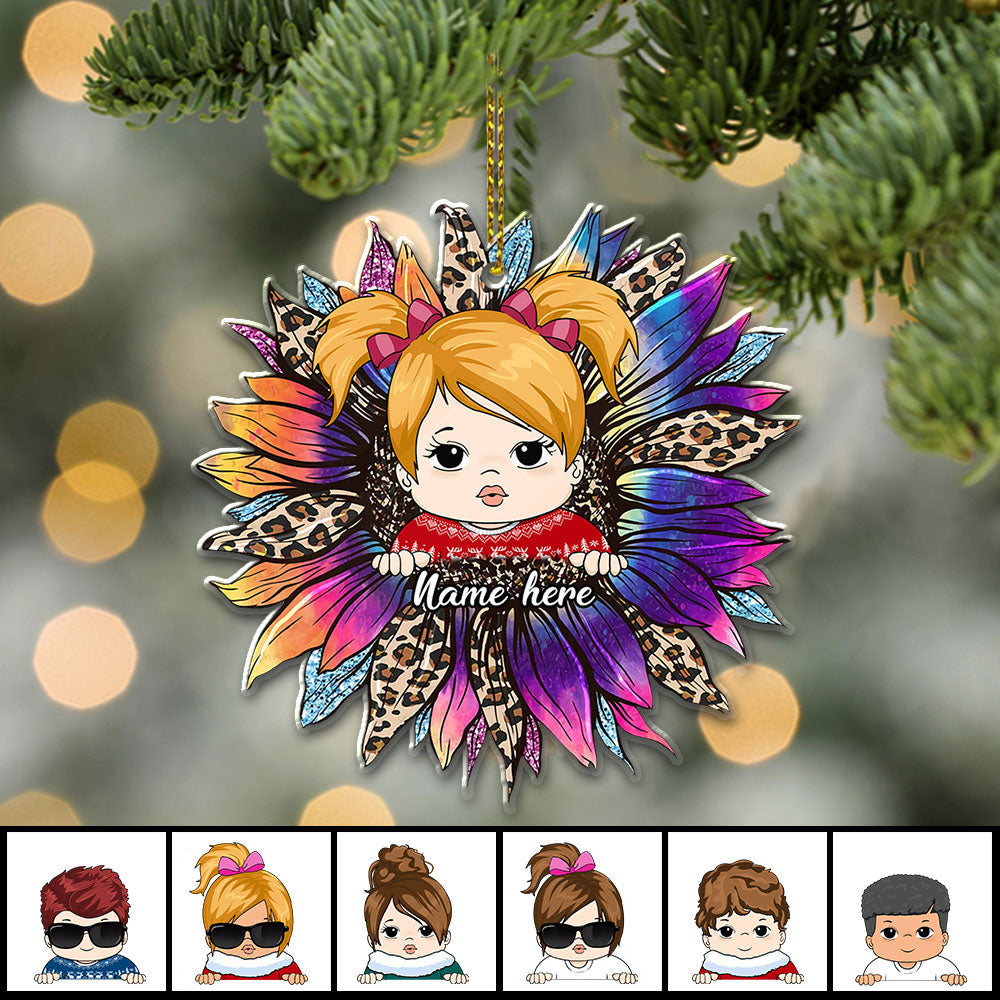 Sunflower With Grandkid Personalized Ornament For Happy Family Vr2 TRHN