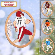 Personalized Football Christmas Wood Ornament, Made By Wood And The 2 Sides Are The Same