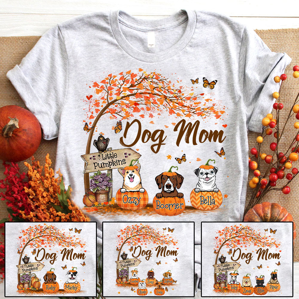 Personalized Dog Mom Shirt, Dog Mom Little Pumpkin Autumn Halloween